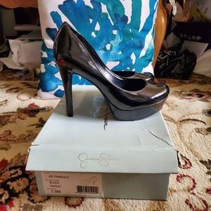 Jessica Simpson Black Latex Pumps